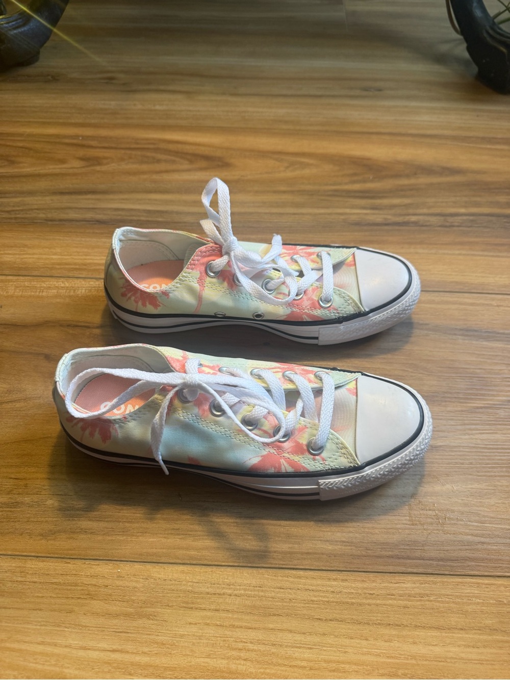 Converse Low Top Floral Canvas Sneakers in Yellow, Orange, Green